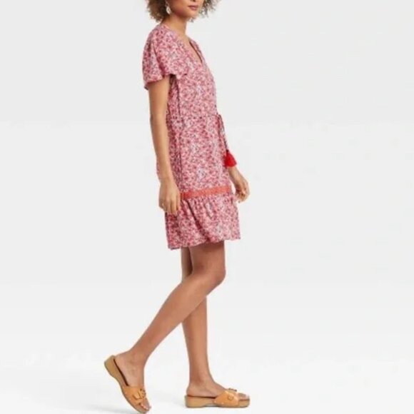 Boho Floral Dress with tassel tie Waist Size XS - Picture 2 of 12